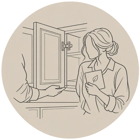 Illustration of ongoing cabinetry care and support